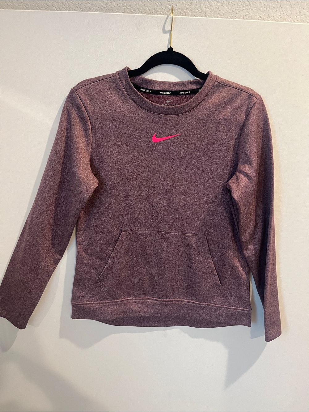 Nike Women's Drifit Golf Crewneck Sweatshirt Purple with Pink Swoosh S Petite